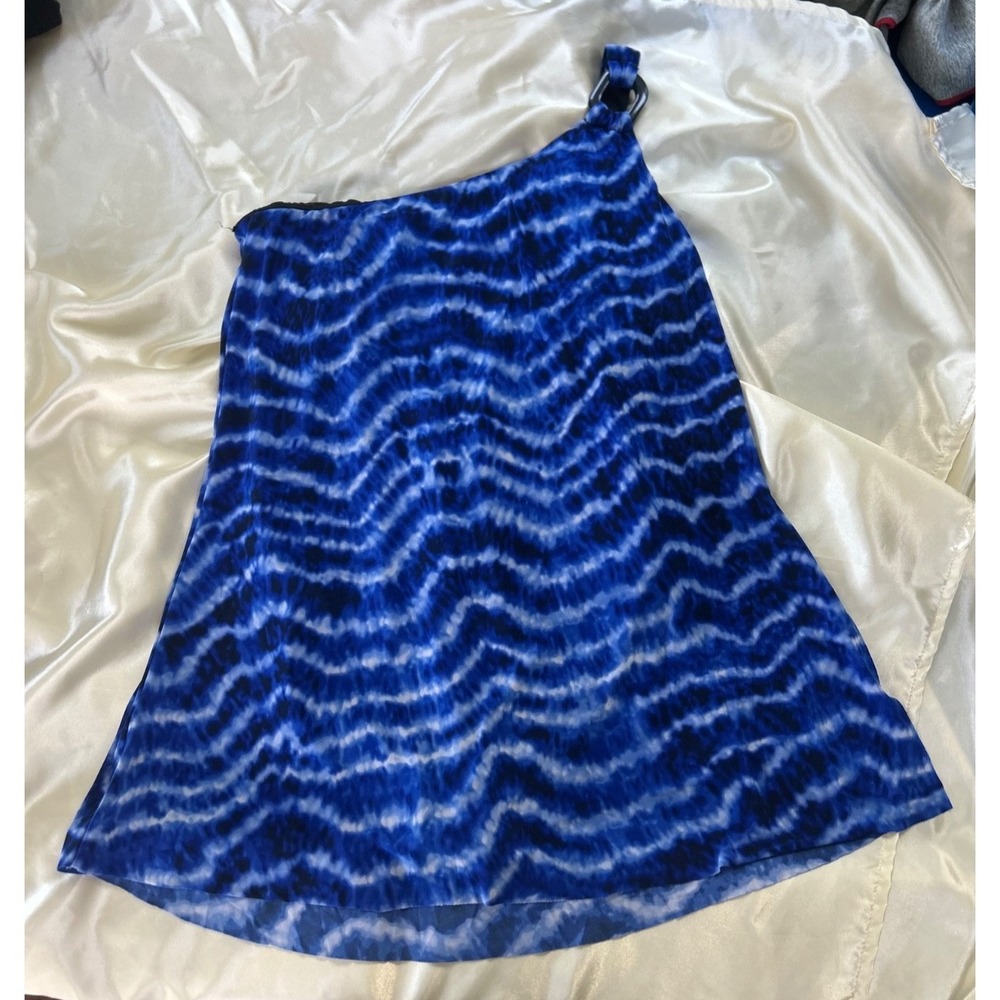 Magicsuit Wave One Shoulder One Piece SwimDress Blue Size 14 EUC Orig. $164